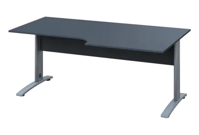 ERK 28 - 188 stůl kancelářský, rohový, pravý, kovová podnož stříbrná, deska 25 mm, široký 1800 mm, antracit